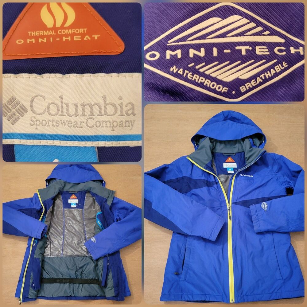 Columbia Omni-heat Women’s Jacket Size Medium Thermal Silver Lined Blue FLAW